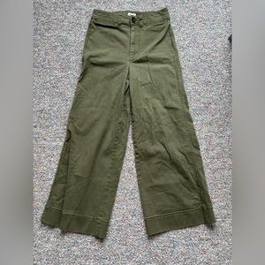 Madewell Button Wide Leg High Rise Pants Green Vintage Moss